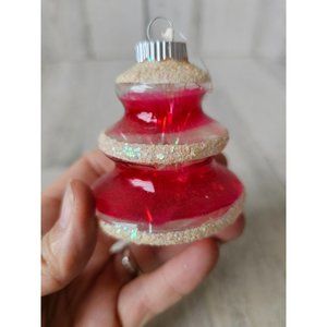 Radko shiny Brite red tree glitter tinsel vintage ornament Xmas tree